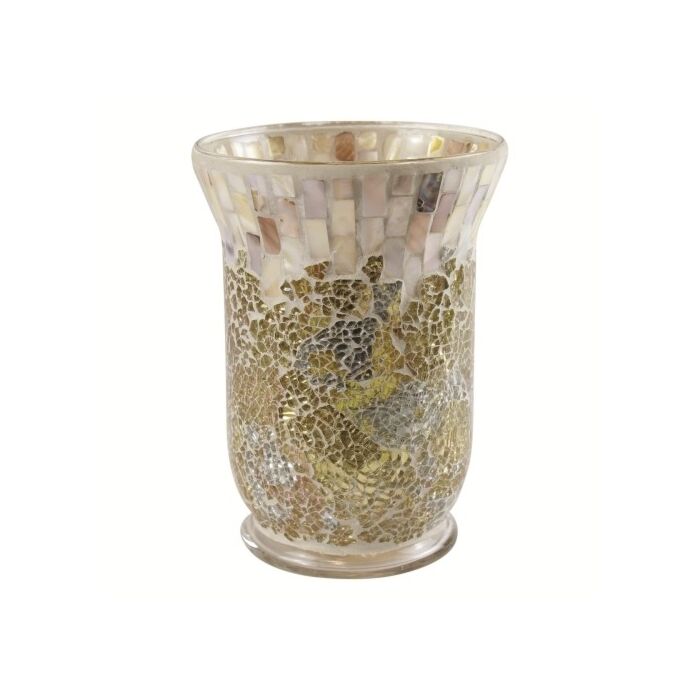 Yankee Candle Gold and Pearl Crackle Jar Candle Holder-1